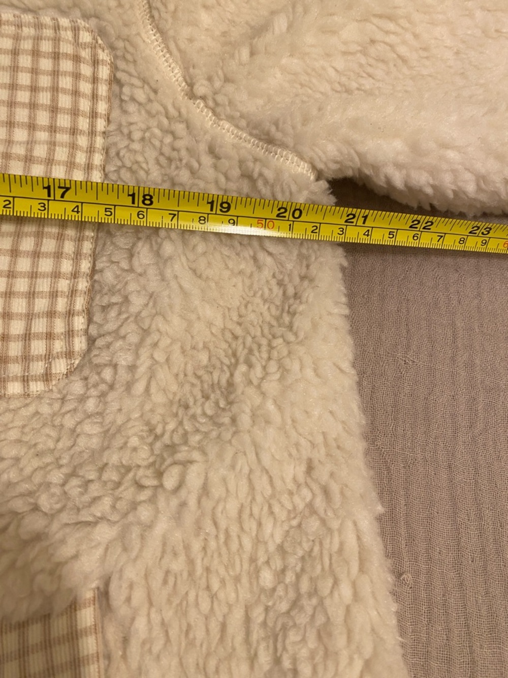 Madewell Sherpa Cream Zip-Front Jacket with Subtle Stripe Lining. Style NB256 - Picture 9 of 11